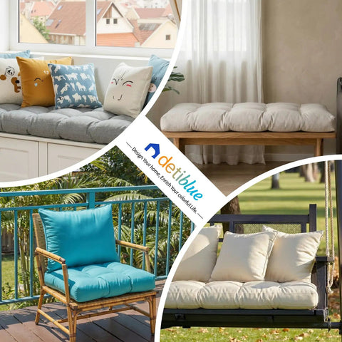 Custom Bench Cushions For Indoor And Outdoor Use, Tufted Non Slip Cushions For Piano Benches, Bay Windows And Porch Swings
