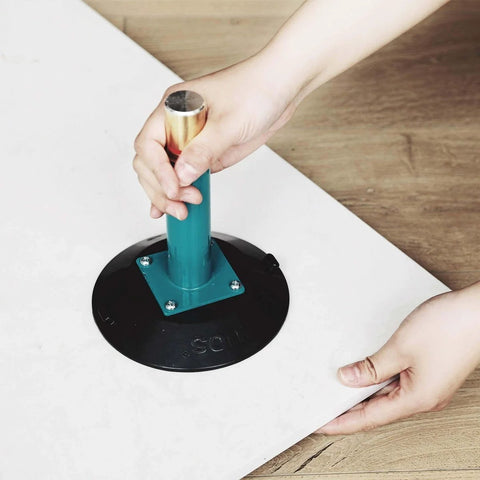 Using Six-Inch Vacuum Suction Cups With Metal Handle, lifting a flat surface with brass pump, safe load 150 lbs, 2 pack set.