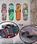 Skateboard Wall Mount 360 Degree Rotatable Floating Display Hanger For Any Skater, with extendable clips on colorful boards