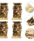 Foldable Metal Support Hinges With Locking Position SPCC Material 4 Pack Golden Finish for tables and beds, close-up details