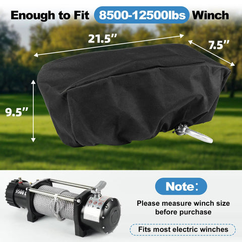 Heavy Duty Winch Cover Waterproof And Dustproof Guards Your Rig From Mud And Rain Tough 600D Oxford Fabric Snaps Tight For Electric Winches 8500 To 17500 Pounds Trail Ready Gear Black