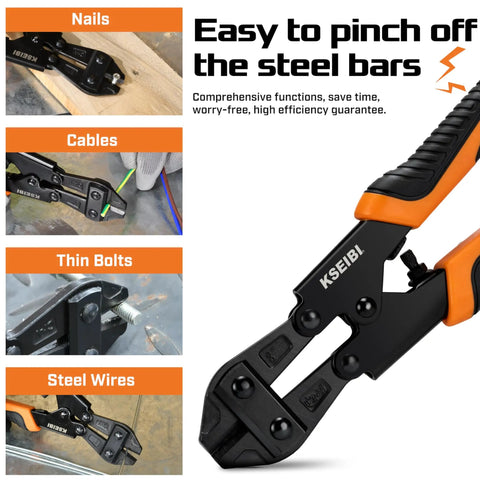 Beefy 36 Inch Bolt Cutter With Non Slip PVC Grips Long Handle For Cutting Bolts Chains Locks Wire Mesh Rebar Fence Cable And More Heavy Duty Hand Jaws Tool showcasing cutting abilities.