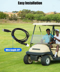 Custom Tuning USB Cable For 6 Foot Electric Golf Carts showcasing 6ft cable on a golf course with two men in a cart.