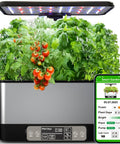 Smart WiFi Controlled Indoor Hydroponics Garden With Grow Light 8 Pod System Auto Timer Quiet Pump Stainless Steel Construction App Control