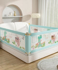 Bed Rail For Toddlers And Kids Twin To Cal King Mattresses With Swing Down Guard Blue Dinosaur 3 Sides For Cal King