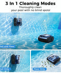 Cordless Inground Pool Vacuum Robot for Floors Walls Waterline Drain Cleaning 2150 Sq Ft Coverage in action underwater.