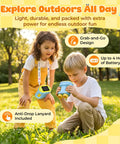 Portable Kids Microscope With 1000X Magnification And 2 Inch HD Screen 4K Ultra Clear View Learn Science At Home Easy To Use For Beginners Perfect Gift For Curious Young Minds And Home Lab Projects. Kids using blue handheld microscope outdoors with lanyard