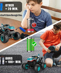 Kids playing with Totally Rad Dinosaur RC Monster Truck for Kids Ages 4 To 7, 1:20 Scale Remote Control Car With Lights And Music.