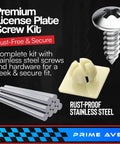 Stainless Steel License Plate Screws With Nylon Inserts Set Of 4 Rustproof Fasteners with screw and insert detail shown.