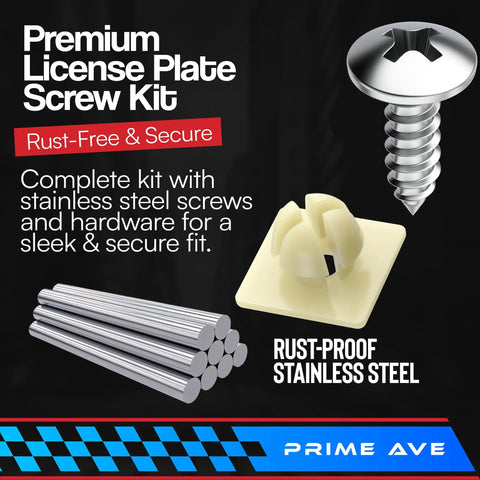 Stainless Steel License Plate Screws With Nylon Inserts Set Of 4 Rustproof Fasteners with screw and insert detail shown.