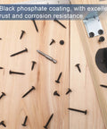 Size Eight Wood Screws Set, 140 Pieces, 3/4 Inch Modified Truss Head, Phillips Drive, Black Finish, Rust-Resistant Carbon Steel