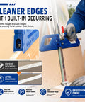 Pro Drywall Cutter With Tungsten Carbide Wheel, Foldable Design And 25 Bearing Glide System For Smooth, Sharp Cuts, No Blade Replacement Needed, Heavy Duty, Lightweight Build For Quick, Safe Wall Prep And Injury Free Rips; blue drywall cutter in use