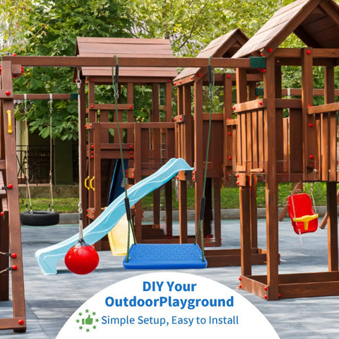 Durable Non Slip Swing Seat With Adjustable Rope For Tree Or Outdoor Backyard Play No Fuss Setup, Kid Safe, Blue swing