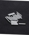 40 Piece DIY Robot Drive Shaft Kit For RC Robots Short Axle Steering Gears Metal Build Upgrade Dope For Custom Robo Projects Durable High Strength Metal Shafts Perfect For Hobbyists, Builders, And RC Robotic Creations on display, showing silver metal shafts arranged on a dark surface.