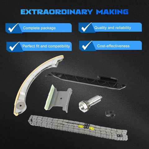 Engine Timing Chain Kit Fits GM Rides 2.0L 2.2L 2.4L For Regal Verano Equinox Terrain LaCrosse Malibu HHR Cobalt G5 G6 Sky Solstice Replacement OE 12680750 94201SX components displayed