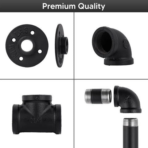 Badass 12 Foot Matte Black Stair Handrail Wall Mount Pipe Style Metal Grab Bar Non Slip Grip Built Tough For Indoor Steps And Outdoor Decks showing premium quality metal pipe fittings.