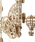 Gravity Powered Aero Clock Kit Wooden 3D Puzzle Wall Clock With Pendulum Gear Driven Time Display Miniature Hot Air Balloon Theme, wooden model