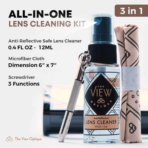 Fresh Eyes On The Go Lens Cleaning And Repair Kit With Half Ounce Antireflective Safe Spray Ultra Soft Microfiber Cloth Pocket Sized.