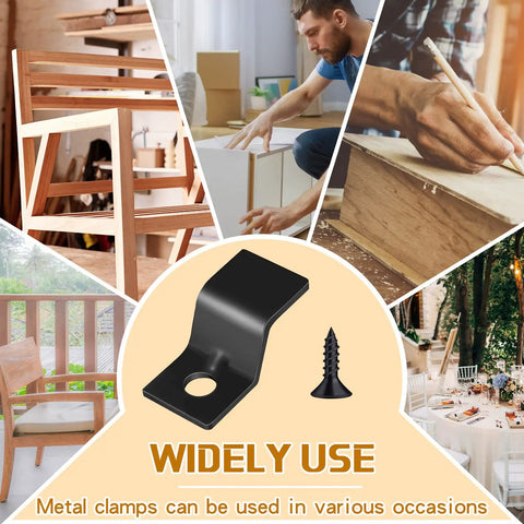 Garage Quality Heavy Duty Table Top Fasteners And Z Clips 100 Set With Screws Solid Steel Metal Connector Hardware showing Z-clip and screw for furniture use.