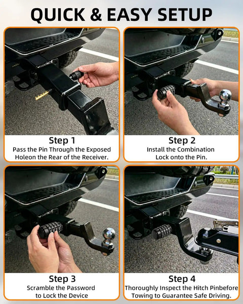 Step-by-step guide setting up a keyless trailer hitch lock for two inch receivers five eighths inch pin on vehicle