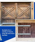 Barn doors with 16 Inch Zinc Strap Hinges 4 Pack For Gates Tool Sheds Barn Doors And Swing Doors in use, shown on wood.