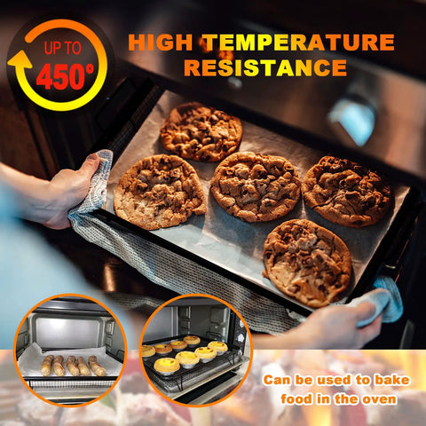 Crisping Oven Basket For Air Fryer Replacement Part Nonstick Stainless Steel Crisper Tray in oven with cookies, 13x11x3.3 inches