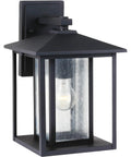 Hunnington One Outdoor Wall Lantern Light Fixture In Black, 1 Light, Modern Exterior Wall Mount, Aluminum Construction
