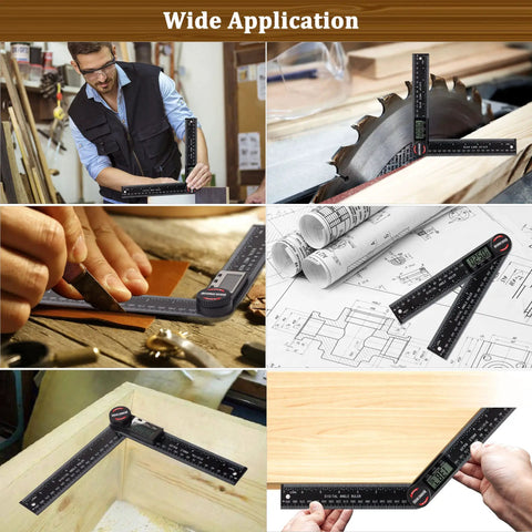 Handy Angle Finder Protractor With 7 Inch Ruler For Woodworking Carpentry And Construction DIY Friendly Readout For Internal And External Angles Dual Function Durable ABS Two Batteries Included in various applications
