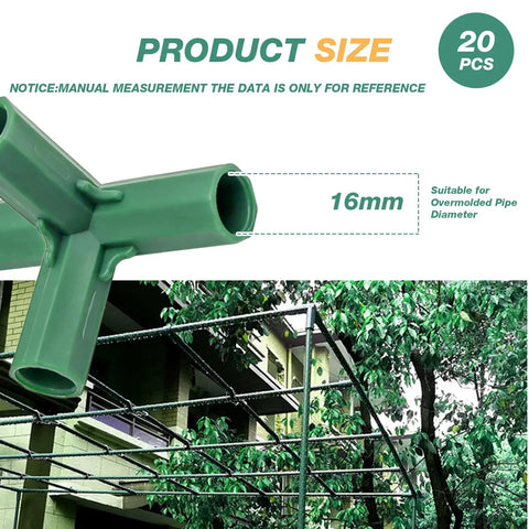 20 Pack 16mm Gardening Frame Joints And Pole Connectors For Greenhouse Building Straight Plastic ABS Frame Connectors Kit DIY Friendly Durable Multi Angle Joint Set For Easy Assembly And Strong Structure