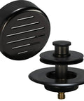 Tub Drain Trim Kit With Push eN Lift Stopper, High Capacity Overflow Plate, And Press In Strainer Cover In Oil Rubbed Bronze Finish
