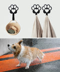 6 Pack Dog Paw Shaped Wall Hooks For Leashes And Gear Metal Wall Mounted Hanger with towels and basket in use in home