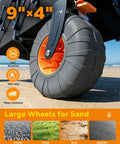 Heavy Duty Beach Cart With Big 9x4 All Terrain Wheels For Sand, Foldable Wagon With Tailgate, 200L Capacity, 440Lb Load