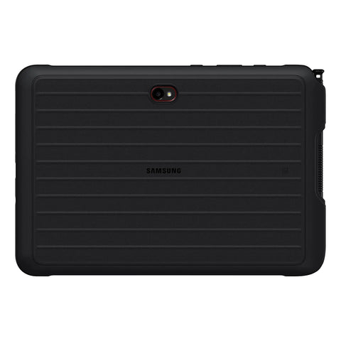 Back view of a Rugged Ten Point One Inch Android Tablet Packing 128 Gigabytes Of Storage And Fully Unlocked Lte Capability with a textured surface.