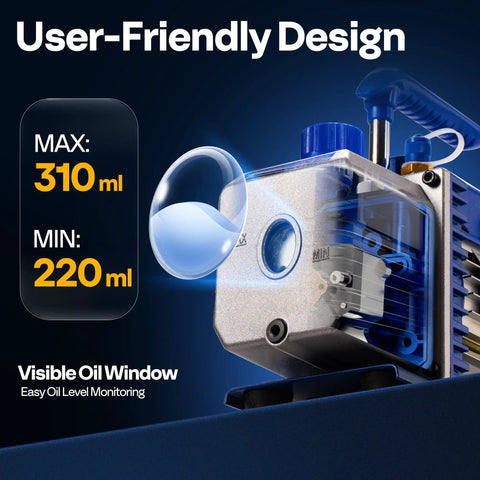 Pro Grade 3.5 CFM Single Stage HVAC Vacuum Pump with visible oil window for DIY auto AC jobs