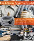 10 Foot Universal Dust Collection Hose For Shop Vacuums With Six Adapters Fits Two And A Half Inch Vacuums Flexible TPE Connectors