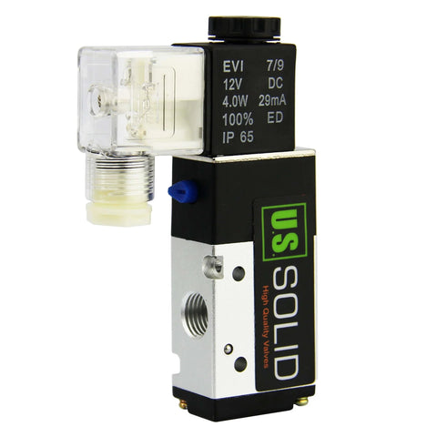 Compact 1/4 Inch NPT 3 Way 2 Position Pneumatic Solenoid Valve DC 12V With Aluminum Body IP65 Rated
