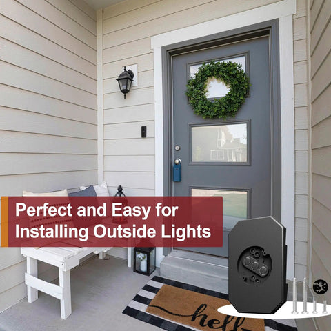 Easy Install Siding Mounting Block For Outdoor Light With Built In Electrical Box Fits Half Inch Lap Siding And Four Inch Vertical Vinyl Siding Hook Kit For Outdoor Lamp Weatherproof Black on beige siding