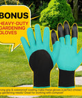 Bonus heavy-duty gardening gloves with green and black waterproof coating for composting in garden