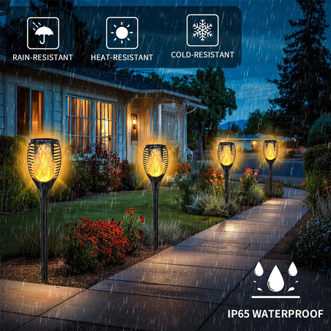 7 Pack Solar Torch Lights With Flickering Flame For Realistic Look, Large Size Garden Decor For Pathway Patio And Yard Vibes