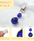 8-Piece Tablecloth Weights With Metal Clips, Crystal Ball Pendant Curtain Weights, 20mm Clear Blue Orbs, Rugged Tie-Downs For Outdoor Tables