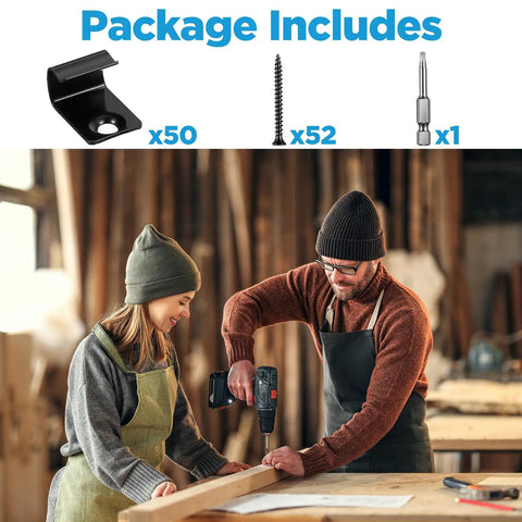 Heavy Duty Starter Deck Clips Universal Hidden Fasteners For Composite Deck Boards Rust Proof 304 Stainless set including clips, screws, and bit.