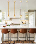 Crystal Teardrop Pendant Light 2 Pack Gold Brushed Brass Finish Glass Globe Hanging Lamps over Kitchen Island.