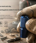 Premium Heavy Duty 10mm Thread Structure Locking Adapter For Power Drills Zero Hassle Chuck Converter held by gloved hand on a work surface.