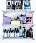 Beefy Three Tier Wire Shelving Unit For Home And Garage With 375 Lb Per Top Track Capacity holding cleaning products