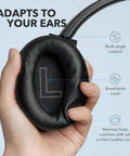Close-up of plush foam ear cushion on All Day Wireless Over Ear Headphones with Active Noise Canceling, 60 Hour Battery Life, Hi Res Audio, Deep Bass.