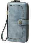 Side view of RFID Blocking Vegan Leather Wallet For Women With Large Capacity Card Holder And Phone Clutch Wristlet Purse