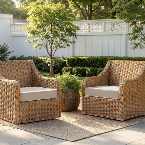 Beige Outdoor Chair Cushions Set Of 2 19x19x3 Inches Waterproof Patio Seat Cushions For Outdoor Furniture