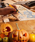 Get This Bad Honoson 30 Pc Electric Hot Knife Cutter Kit With Wood Burning Pen, 16 Blades And Storage Bag used for pumpkin carving and crafting.