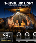 9 Inch Rechargeable Camping Fan Auto Oscillating With 20000mAh Battery For 12 To 60 Hours Of Run Time Keeps You Cool All Day Light Built In Timer