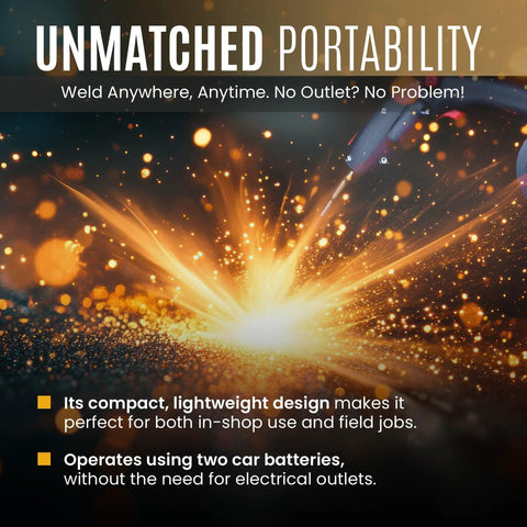 Portable Gas MIG Welder For On The Go Welding Steel Aluminum And Stainless Off Grid Ready No Outlet Needed Includes Carrying
